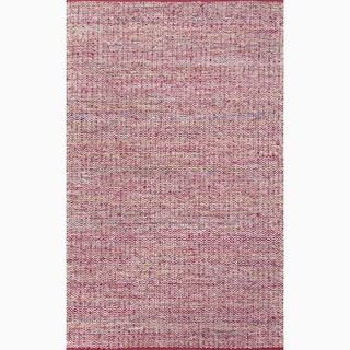 Hand made Pink/ Ivory Wool/ Art Silk Reversible Rug (5x8)