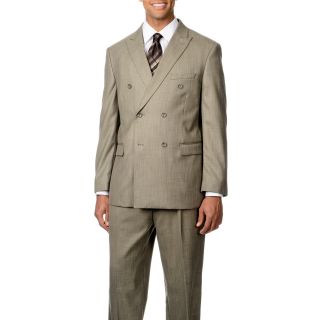 Caravelli Caravelli Italy Mens Tan Double Breasted Peak Lapel 6 on 2 button Suit Tan Size 38R