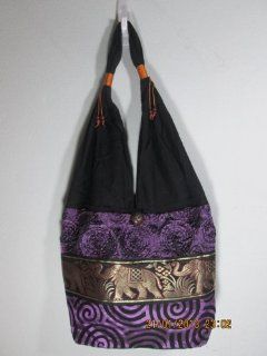 Hobo Bohemian Hippie Gypsy Shoulder Sling Cross Body Monk Bag Handmade Purple Pattern Elephent Color Cotton Thailand   Cross Body Handbags
