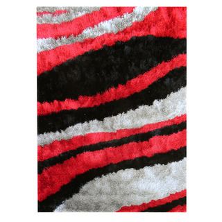 Hand tufted Abstract Wave Red Area Rug (5 X 7)