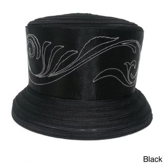 Swan Hat Swan Hat Womens Embroidered Woven Ribbon Crushable Hat Black Size Adjustable