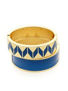 Set Of 2 Gold & Enamel Bangle Bracelets by Adia Kibur
