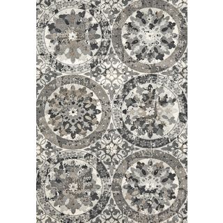 Mida Grey Geometric Polypropylene Rug (8x11)