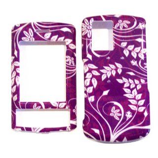Hard Plastic Snap on Cover Fits LG CU720 Shine Purple Vine AT&T Cell Phones & Accessories