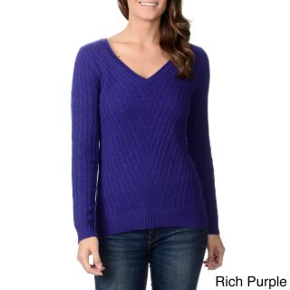 Ply Cashmere Ply Cashmere Womens Cable Knit V neck Sweater Purple Size XS (2  3)