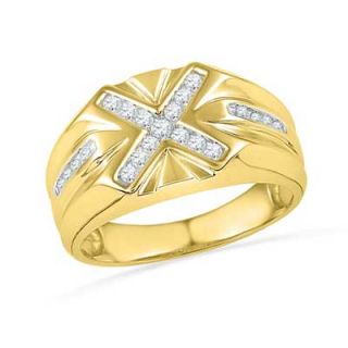 Mens 1/3 CT. T.W. Diamond X Ring in 10K Gold   Zales