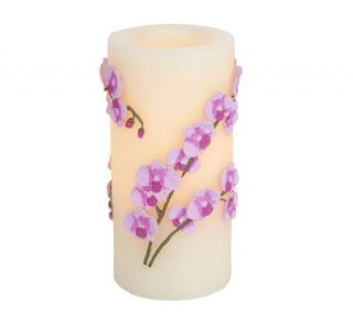 Candle Impressions 7 Embossed Orchid Flameless Candle w/ Timer —