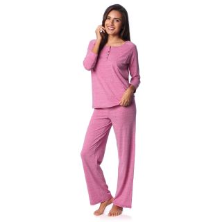 Aegean Apparel Aegean Apparel Womens Rose Marl Henley And Lounge Pant Set Pink Size S (4  6)