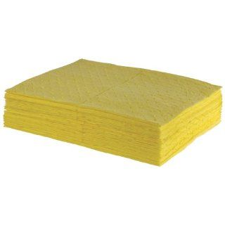ESP 2MBYPB Polypropylene Medium Weight Meltblown Absorbent Sonic Bonded HazMat Pad, 20 Gallons Oil and 13 Gallons Water Absorbency, 18" Length X 15" Width, Yellow (100 per Bale) Science Lab Spill Containment Supplies