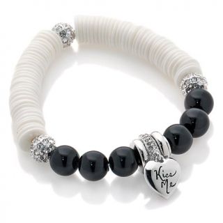 Sharon Osbourne Jewelry Collection Heart Dangle Beaded Stretch Bracelet
