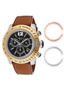 Glam Rock GR32135  Watches,Womens SoBe Mood Chronograph Black Dial Brown Leather, Chronograph Glam Rock Quartz Watches