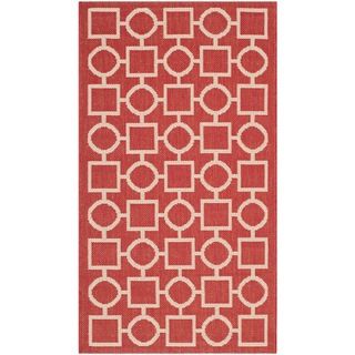 Safavieh Indoor/ Outdoor Courtyard Rectangular Red/ Bone Rug (2 X 37)