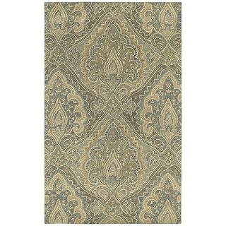 St. Joseph Sage Damask Hand tufted Wool Rug (36 X 53)