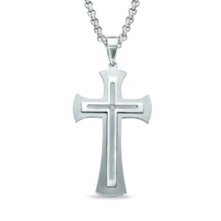Mens Diamond Accent Cross Pendant in Stainless Steel   24   Zales