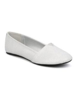 Qupid Serina 726 New Shimmer Sequin Slip On Designer Ballet Flat   Silver Glitter (Size 7.5) Loafer Flats Shoes