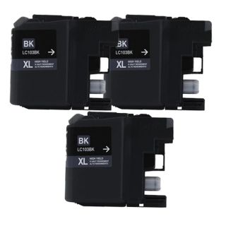 Brother Lc103 Black Compatible Ink Cartridge (remanufactured) (pack Of 3)