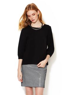 Solid High Low Keyhole Blouse by French Connection