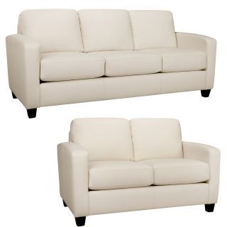 Bryce White Italian Leather Sofa And Loveseat