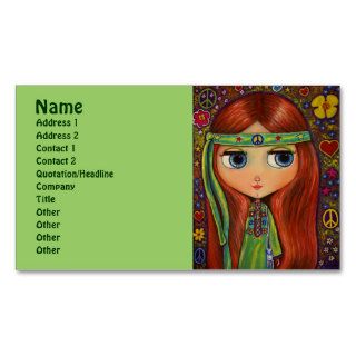 Green Hippie with Peace Sign Headband Business Cards
