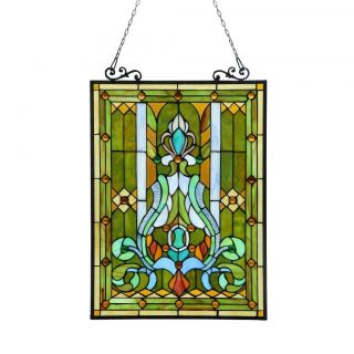 Tiffany style Victorian Design Window Art Glass Panel
