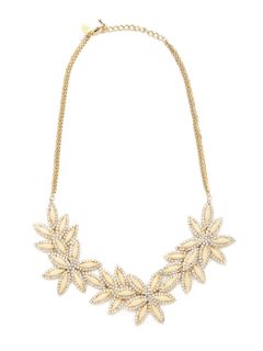 White Floral Bib Necklace by Cara Couture Jewelry