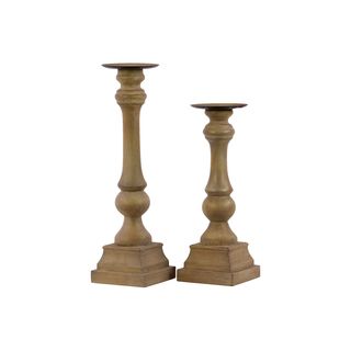 Wood Candle Holders (set Of 2)