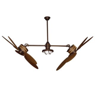 Yosemite Home Decor Twin Peaks 47 in Oil Rubbed Bronze Outdoor Downrod Mount Ceiling Fan with Light Kit and Remote
