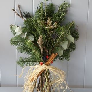 fresh rosemary 'remembrance' flat posy by the artisan dried flower company