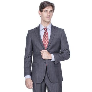 Mens Modern Fit Charcoal Grey Striped 2 button Suit