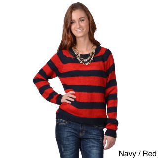 Journee Collection Journee Collection Womens Long Sleeve Hi lo Striped Sweater Red Size S (1  3)