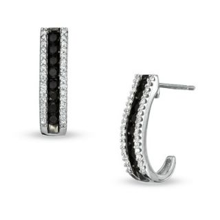 CT. T.W. Enhanced Black and White Diamond Zipper Earrings in