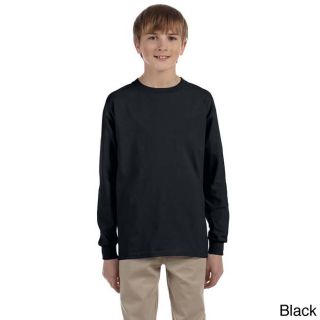 Jerzees Youth Boys Heavyweight Blend Long sleeve T shirt Black Size L (14 16)