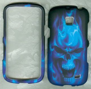 Blue Burning Skull Samsung Galaxy Proclaim Sch s720c Case Hard Phone Snap on Cell Phones & Accessories
