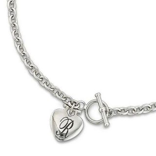 Initial Heart Toggle Necklace in Sterling Silver (1 Initial)   Zales