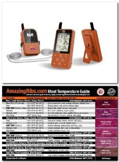 Maverick ET 733 Long Range Wireless Dual Probe BBQ Smoker Meat Thermometer Set   NEWEST VERSION With a Larger Display and added Features with Original Meathead Meat Tempearture Magnet Guide (Copper) Kitchen & Dining