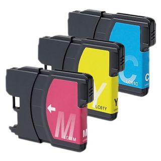 Brother Lc61 Cyan, Yellow, Magenta Compatible Ink Cartridge Set (remanufactured) (pack Of 3)
