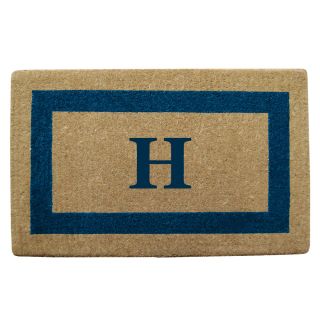 Heavy Duty Coir Monogrammed Frame Blue Door Mat