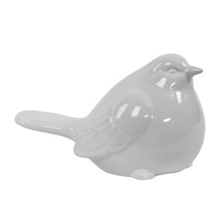 White Glazed Ceramic Bird Figure