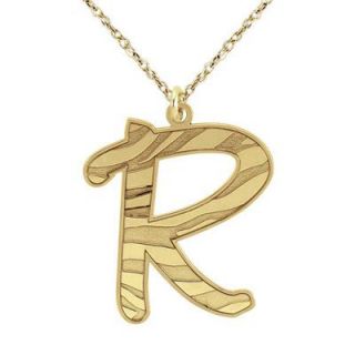 Zebra Print Initial Pendant in Sterling Silver with 14K Gold Plate (1