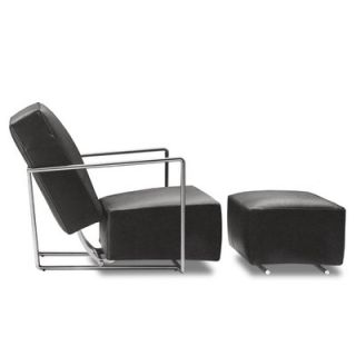 sohoConcept Elegant Leather Chair and Ottoman 150 ELEBLK Set
