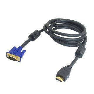Gino 1.6M 5.2Ft HDMI Type A Male to VGA 15 Pin Male Cable Black for PC TV Electronics