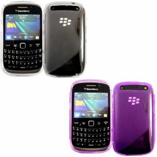 2 Pack S Line Gel Case Cover Skin For Blackberry Curve 9320 / Off White And Purple Cell Phones & Accessories