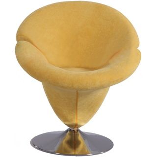 Chrome/yellow Velvet Modern Swivel Arm Chair
