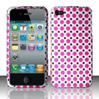 Rubberized Pink Polka Dots Design for APPLE iPhone 4 Cell Phones & Accessories
