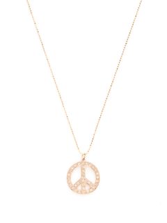 Large Rose Gold & Diamond Peace Sign Pendant Necklace by Sydney Evan