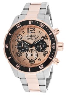 Invicta 12913  Watches,Mens Pro Diver Chronograph Rose Gold Textured Dial Two Tone, Chronograph Invicta Quartz Watches