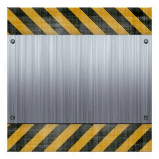 Brushed Metal Hazard Construction Layout Print