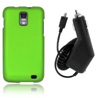 Samsung SkyRocket i727   Neon Green Rubberized Hard Plastic Case + Car Charger [AccessoryOne Brand] Cell Phones & Accessories
