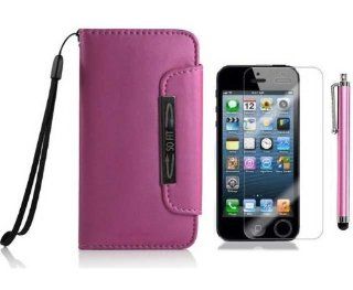 Noarks  PU Leather Stand Case Cover with Card Slots /Free Screen Protector/Stylus for iPhone 5 (Pink) Cell Phones & Accessories