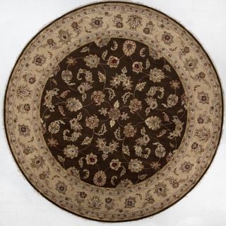 Hand made Oriental Pattern Brown/ Tan Wool Rug (8x8)